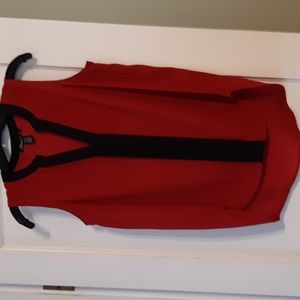 Kenneth Cole Red and Black Sleeveless Top